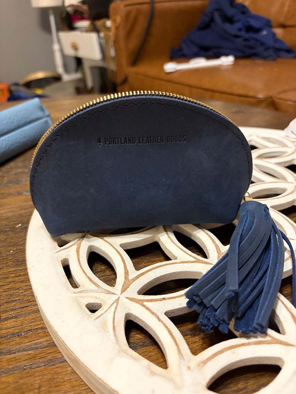 Portland Leather Goods Taco Tassel Pouch Navy Blue